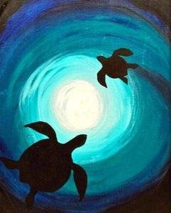 Malen nach Zahlen fŸr Erwachsene |ÊSchildkröten unter Wasser | Figured'Art