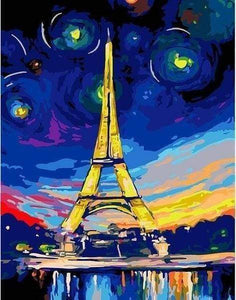 Malen nach Zahlen fŸr Erwachsene |ÊFarbiger Eiffelturm | Figured'Art