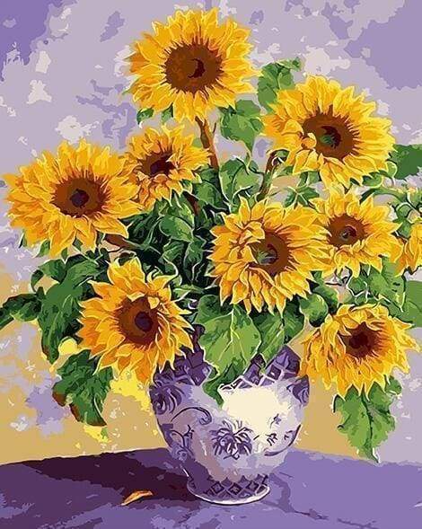 Malen nach Zahlen fŸr Erwachsene |ÊSonnenblumen in einer schönen Vase | Figured'Art