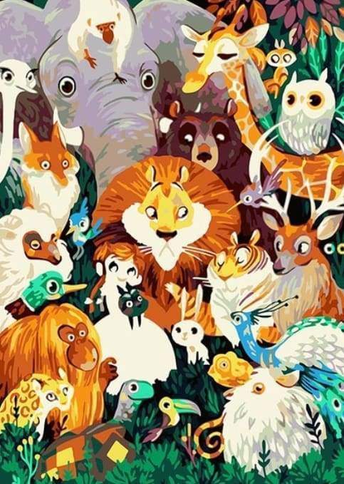 Malen nach Zahlen fŸr Erwachsene |ÊVereinigte Tiere | Figured'Art