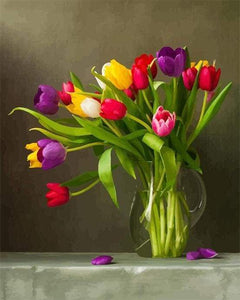 Malen nach Zahlen fŸr Erwachsene |ÊBunte Tulpen | Figured'Art