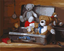 Laden Sie das Bild in den Galerie-Viewer, Malen nach Zahlen fŸr Erwachsene |ÊKoffer und Teddybär | Figured&#39;Art