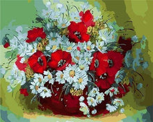 Laden Sie das Bild in den Galerie-Viewer, Malen nach Zahlen fŸr Erwachsene |ÊVase mit roten und weißen Blumen | Figured&#39;Art