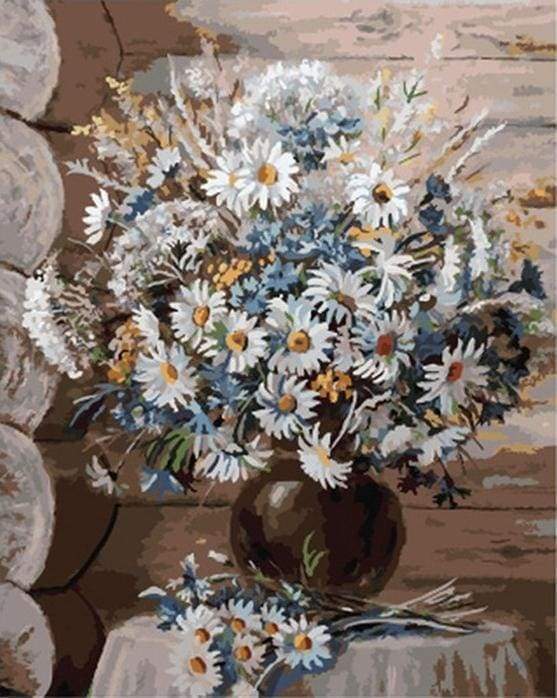 Malen nach Zahlen fŸr Erwachsene |ÊVase mit Gänseblümchen | Figured'Art