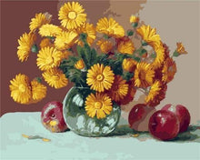 Laden Sie das Bild in den Galerie-Viewer, Malen nach Zahlen fŸr Erwachsene |ÊVase mit Sonnenblumen und Äpfeln | Figured&#39;Art