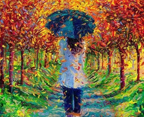 Malen nach Zahlen fŸr Erwachsene |ÊHerbstwind in den Blättern | Figured'Art