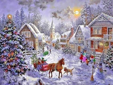 Laden Sie das Bild in den Galerie-Viewer, Malen nach Zahlen fŸr Erwachsene |ÊDorf mit Weihnachtsdekoration | Figured&#39;Art
