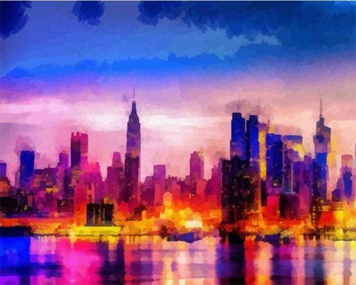 Malen nach Zahlen Erwachsene Stadt der Nacht Figured'Art