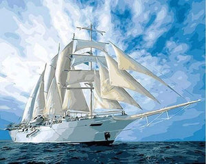 Malen nach Zahlen fŸr Erwachsene |ÊWeißes Segelboot | Figured'Art