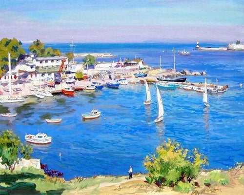 Malen nach Zahlen fŸr Erwachsene |ÊKleiner griechischer Hafen | Figured'Art
