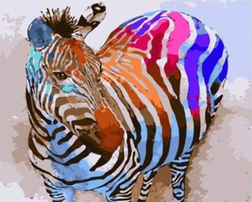 Malen nach Zahlen fŸr Erwachsene |ÊRegenbogenzebra | Figured'Art