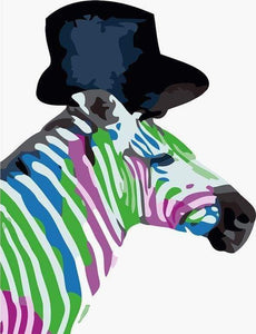 Malen nach Zahlen fŸr Erwachsene |ÊBuntes Zebra mit Hut | Figured'Art