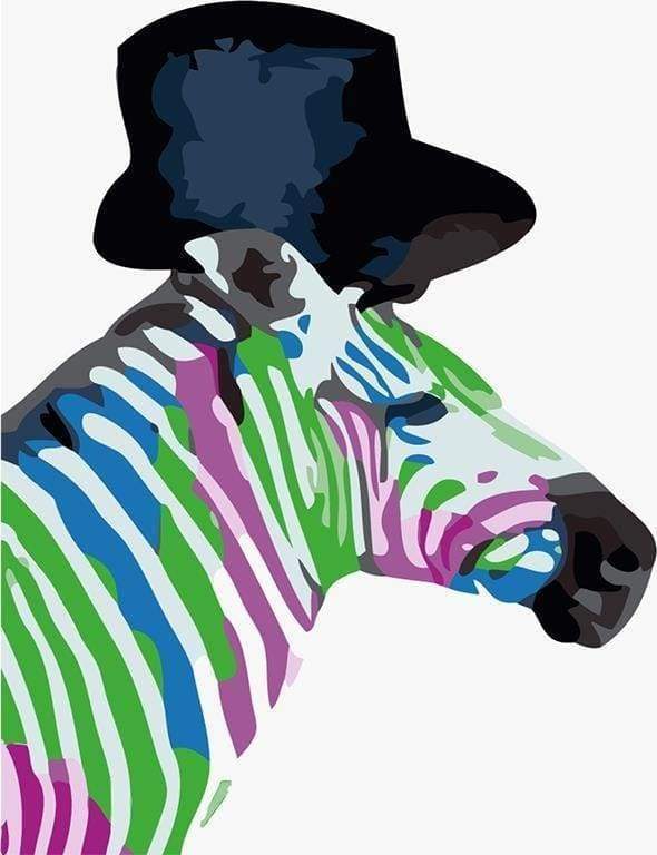 Malen nach Zahlen fŸr Erwachsene |ÊBuntes Zebra mit Hut | Figured'Art