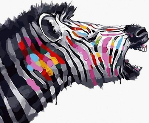 Malen nach Zahlen fŸr Erwachsene |ÊZebra mit Farben bemalt | Figured'Art